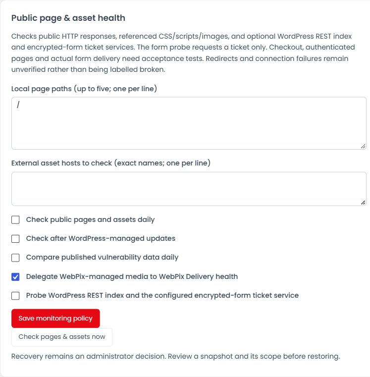 Public page & asset health