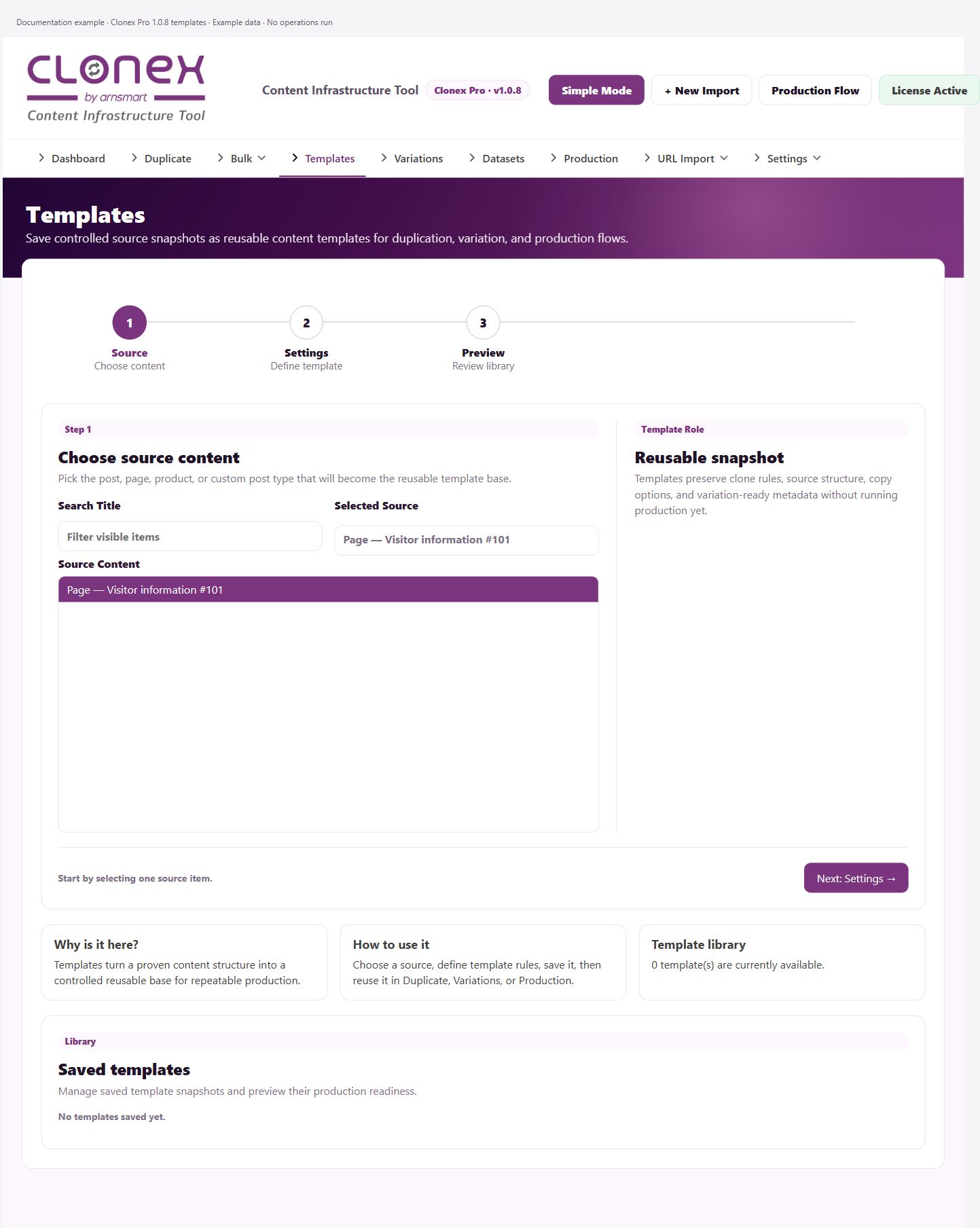Templates — choosing a reusable source