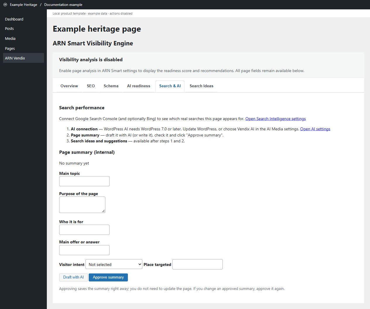 Search & AI page panel