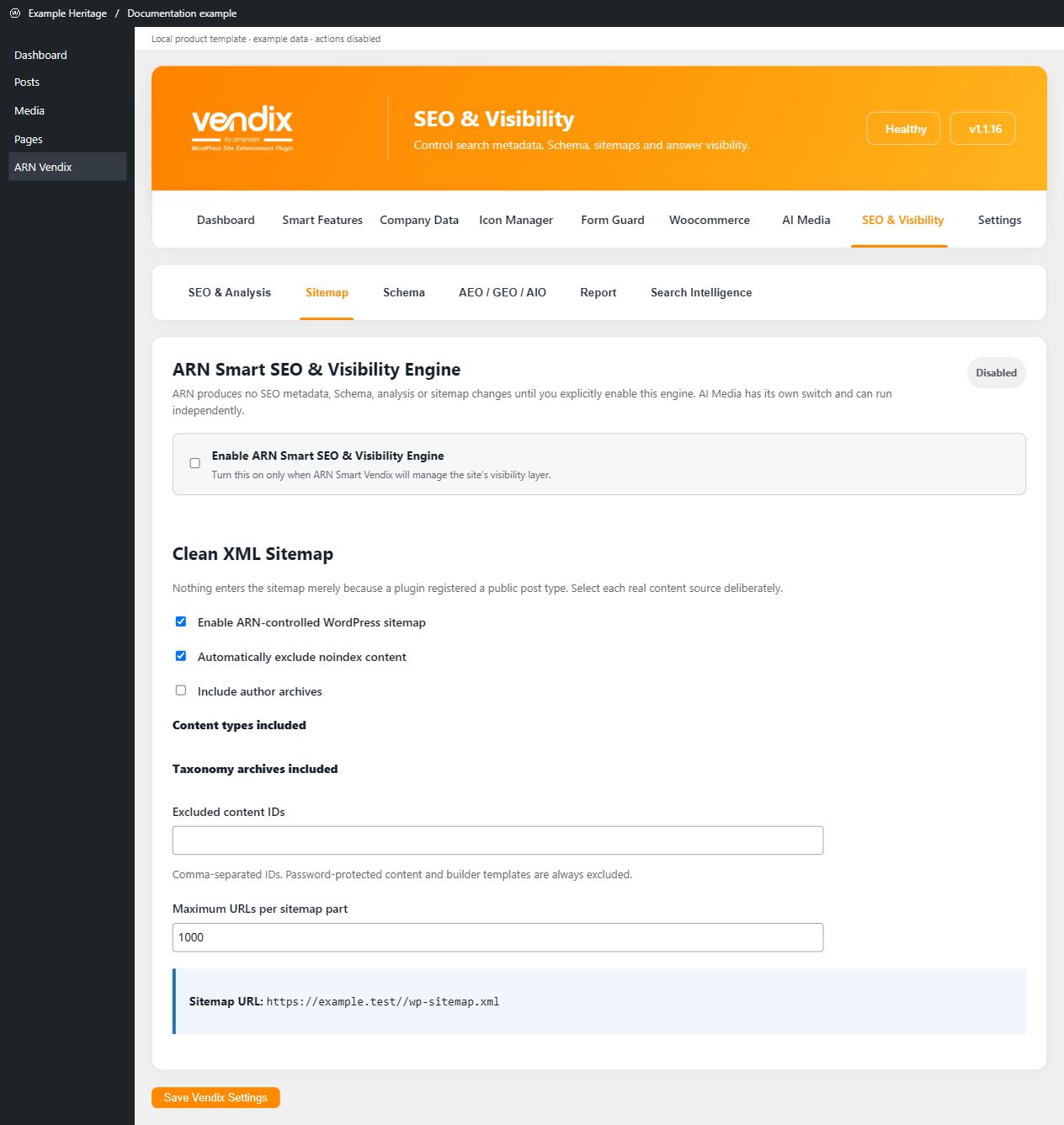 Sitemap configuration