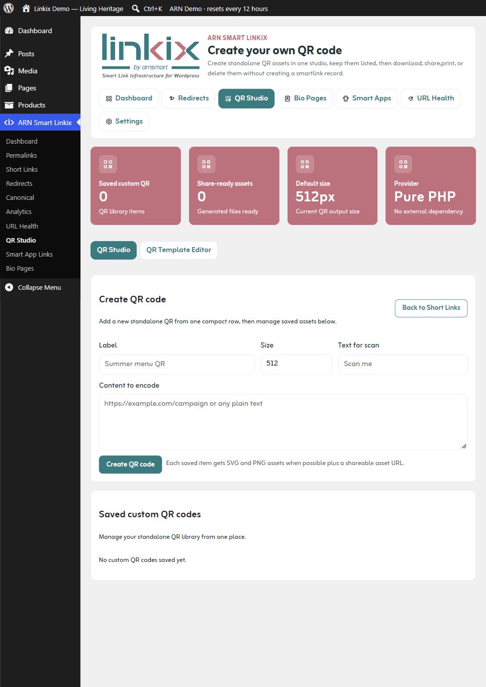 QR Studio — standalone QR creation
